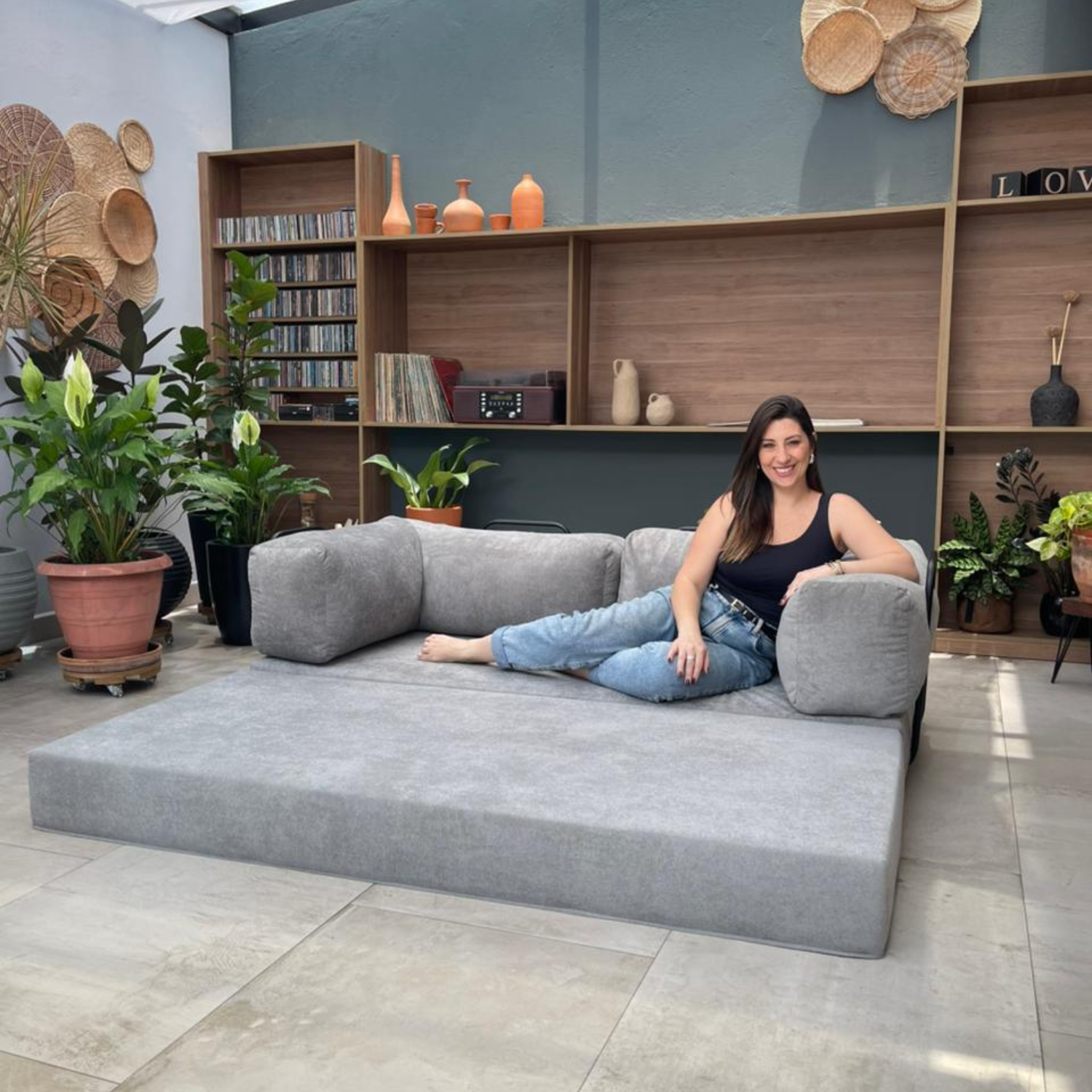 SOFÁ SNOO TECIDO BOUCLE - 100% ESPUMA